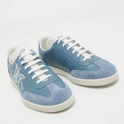 Pre Owned Dior Grey/Blue Leather Low Top Sneakers Size 38