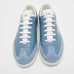 Pre Owned Dior Grey/Blue Leather Low Top Sneakers Size 38