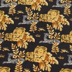 Pre Owned Christian Dior Monsieur Black/Yellow Printed Silk Traditional Tie 