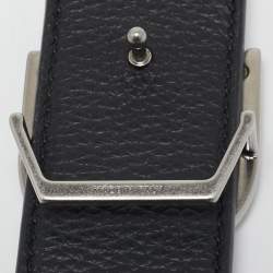 Dior Navy Blue/Black Leather D Buckle Cut to Size Reversible Belt