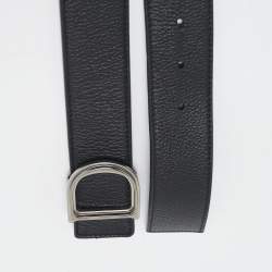 Dior Navy Blue/Black Leather D Buckle Cut to Size Reversible Belt