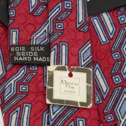 Christian Dior Vintage Red/Blue Patterned Silk Classic Tie