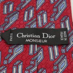 Christian Dior Vintage Red/Blue Patterned Silk Classic Tie