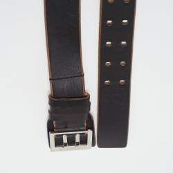 Pre Owned Dior Homme Black Leather Buckle Belt 90 CM