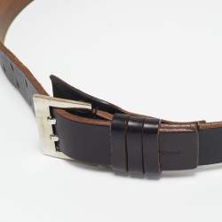 Pre Owned Dior Homme Black Leather Buckle Belt 90 CM