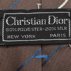 Dior Brown Diagonal Stipe Logo Nylon Tie 