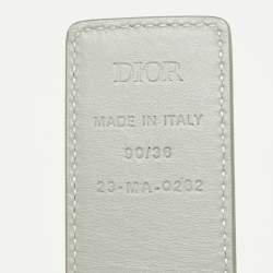 Dior Grey Printed Coated Canvas Diamond Buckle Waist Belt 90CM