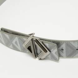 Dior Grey Printed Coated Canvas Diamond Buckle Waist Belt 90CM