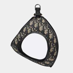 Pre Owned Dior Navy Blue Oblique Canvas and Leather Pet Harness S