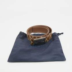 Dior Beige CD Diamont Print Coated Canvas Logo Plague Belt 95CM