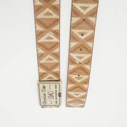 Dior Beige CD Diamont Print Coated Canvas Logo Plague Belt 95CM