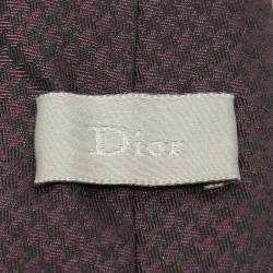 Pre Owned Dior Purple/Black Patterned Silk Skinny Tie