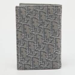 Pre Owned Dior Grey/Silver Oblique Jacquard Pasport Holder