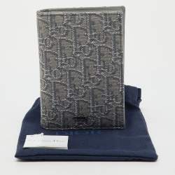 Pre Owned Dior Grey/Silver Oblique Jacquard Pasport Holder