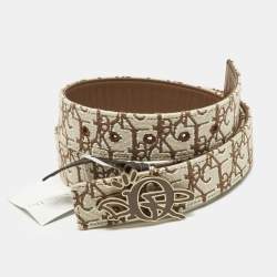 Pre Owned Dior x Cactus Jack Brown Oblique Canvas Logo Belt 100CM