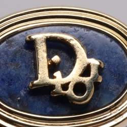 Pre Owned Dior Blue Gold Tone Metal and Lapis Lazuli Toggle Cufflinks 