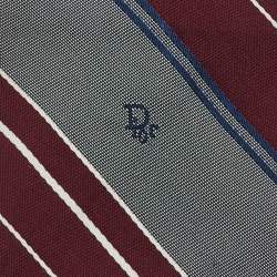 Pre Owned Dior Vintage Burgundy Diagonal Striped Classic Tie