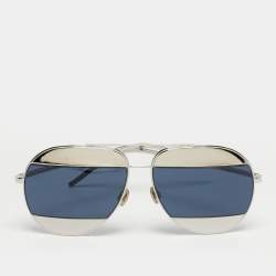 Pre Owned Dior Blue/Silver Tone 010 KU DiorSplit1 Aviator Sunglasses