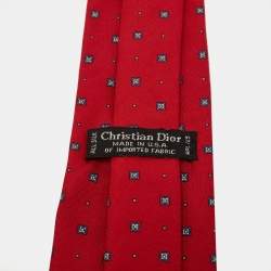 مملوكة مسبقًا Dior Vintage Red Cross Print Silk Tie