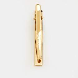 مملوكة مسبقًا Dior Black Composite Gold Tone Tie Clip