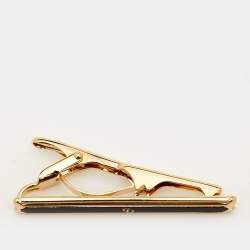 مملوكة مسبقًا Dior Black Composite Gold Tone Tie Clip