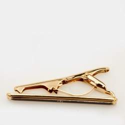 مملوكة مسبقًا Dior Black Composite Gold Tone Tie Clip