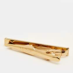 مملوكة مسبقًا Dior Black Composite Gold Tone Tie Clip