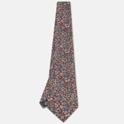 Pre Owned Christian Dior Monsieur Burgundy Printed Silk Traditional Tie