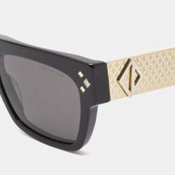Pre Owned Dior Black/Gold Tone CD Diamond S8I Square Sunglasses