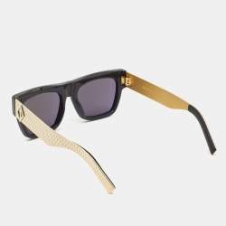 Pre Owned Dior Black/Gold Tone CD Diamond S8I Square Sunglasses