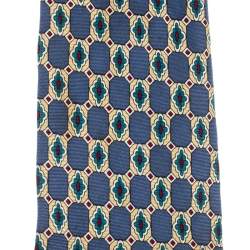 Dior Vintage Multicolor Monogram Printed Silk Traditional Tie 