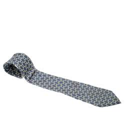 Dior Vintage Multicolor Monogram Printed Silk Traditional Tie 