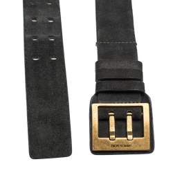 Pre Owned Dior Homme Black Suede Buckle Belt 100CM