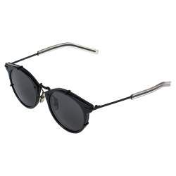 Pre Owned Dior Homme Shiny & Matte Black/ Grey 0196S Round Sunglasses