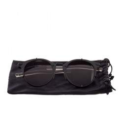 Pre Owned Dior Homme Shiny & Matte Black/ Grey 0196S Round Sunglasses