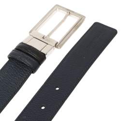 Dior Black/Blue Leather Reversible Belt 114CM