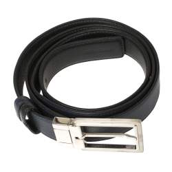 Dior Black/Blue Leather Reversible Belt 114CM