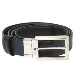 Dior Black/Blue Leather Reversible Belt 114CM