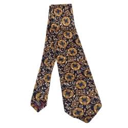 Pre Owned Dior Vintage Multicolor Printed Silk Traditional Tie