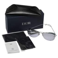 Pre Owned Dior Silver Mirror 0100T Aviator Sunglasses