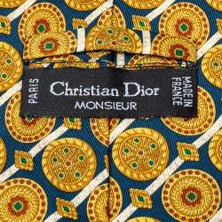 Pre Owned Dior Vintage Multicolor Printed Silk Traditional Tie