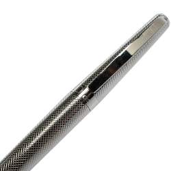 Pre Owned Christian Dior Stylos Silver Tone Guilloche Ballpoint Pen
