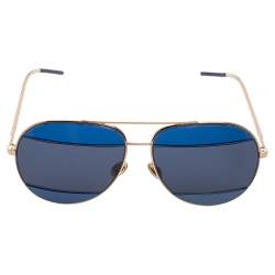 Pre Owned Dior Blue/Gold DiorSplit2 Aviator Sunglasses
