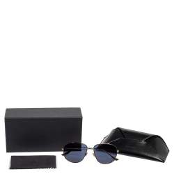 Pre Owned Dior Gold Tone/Brown Havana Monsieur 3 Aviator Sunglasses