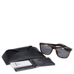Pre Owned Dior Brown Havana/ Grey DIORB24.1 Square Sunglasses