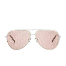 Pre Owned Dior Silver Tone / Pink Oblique DiorEssential Pilot Sunglasses