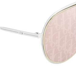 Pre Owned Dior Silver Tone / Pink Oblique DiorEssential Pilot Sunglasses