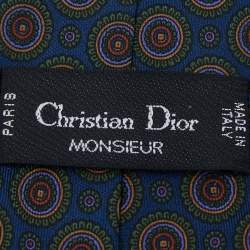 Pre Owned Dior Blue Patterned Silk Tie