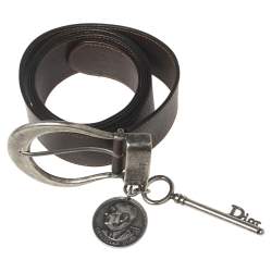 Pre Owned Dior Dark Brown Leather Gaucho Belt 85CM