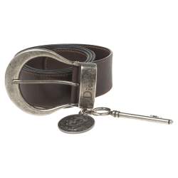 Pre Owned Dior Dark Brown Leather Gaucho Belt 85CM